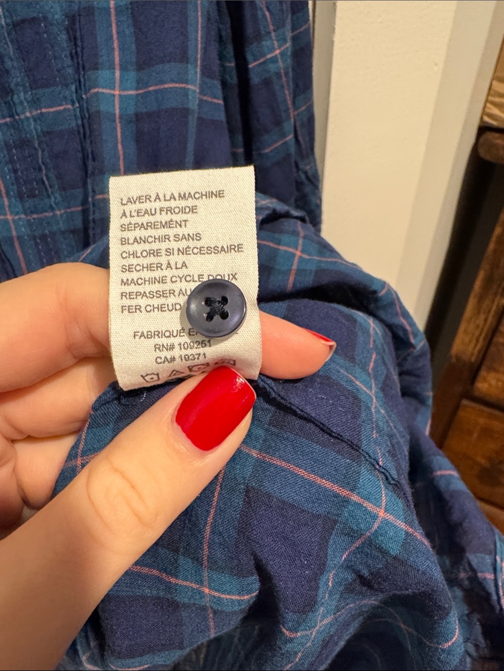 Trovata Blue Plaid Ruffle-Collar Button Front Blouse - Picture 9 of 9